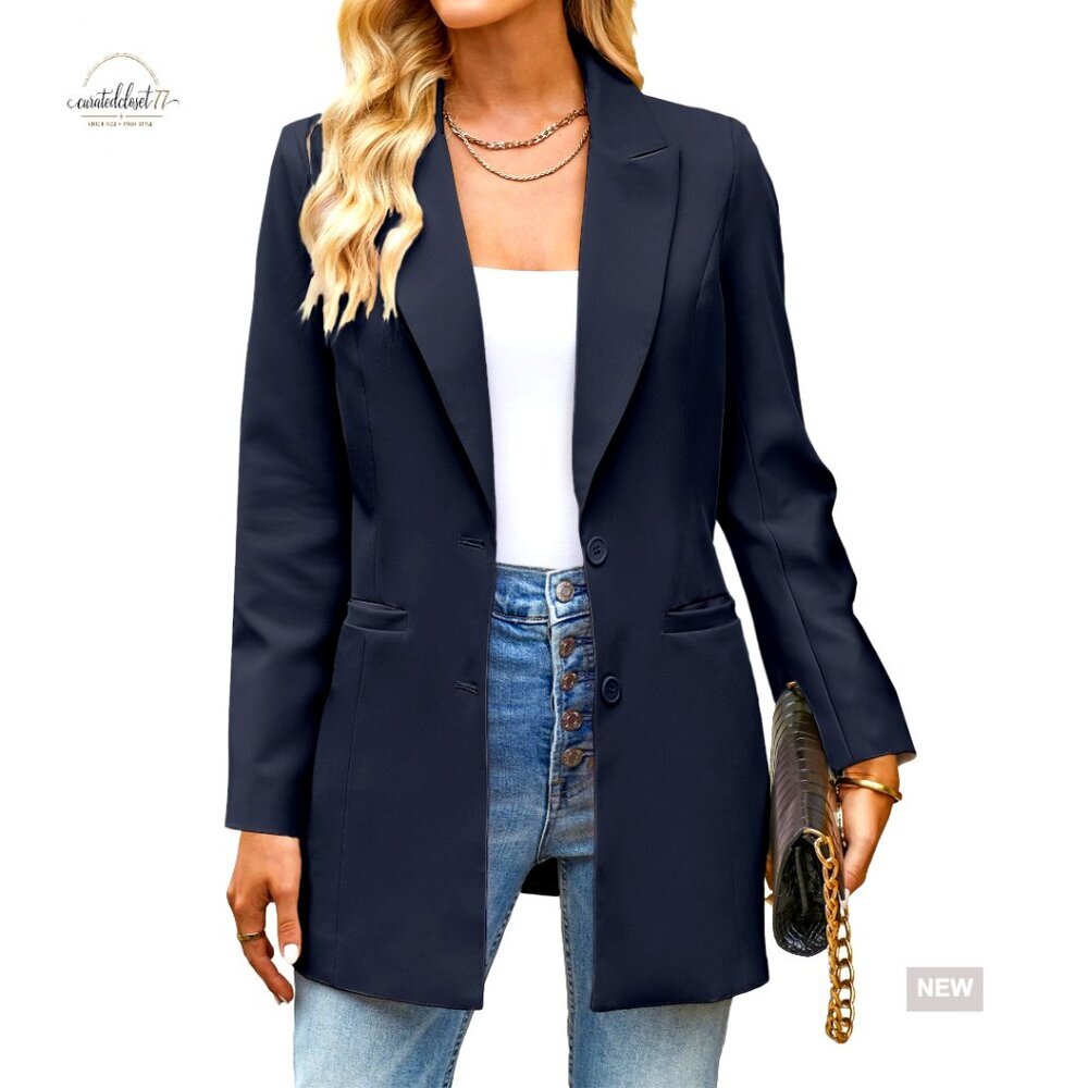 Oversized Blazer Jacket Business Casual Professional Office Wear Lapel Pockets